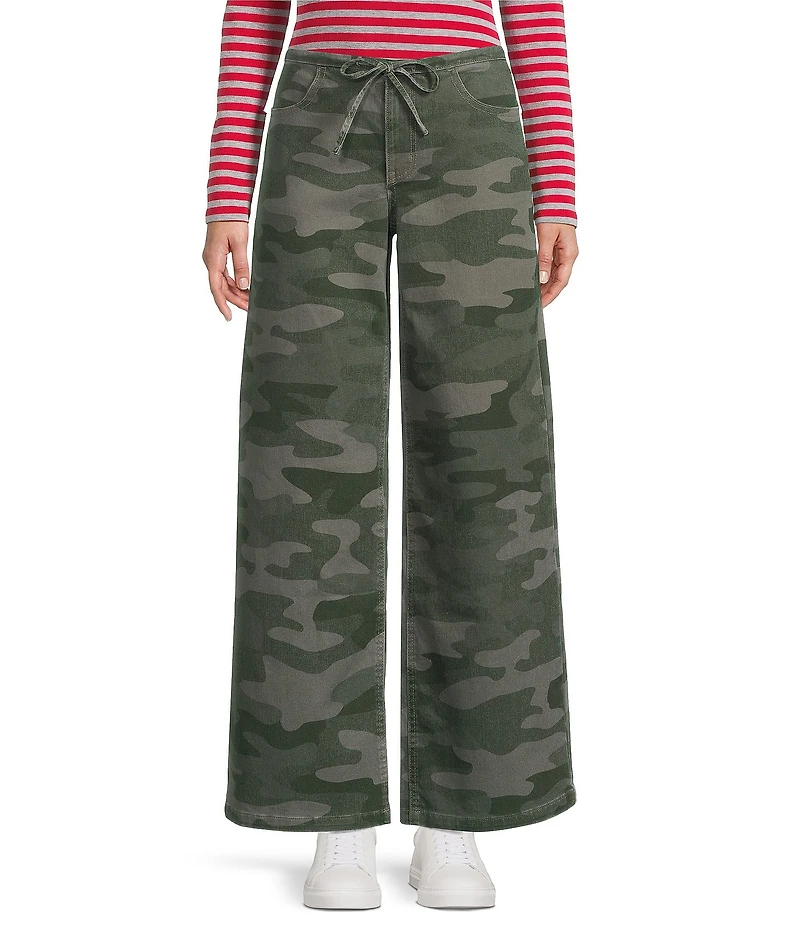Copper Key Tie Waist Printed Denim Pants