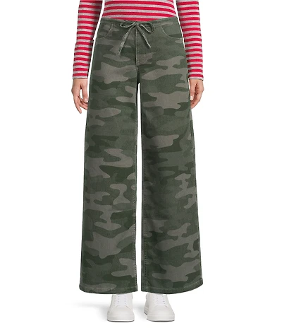 Copper Key Tie Waist Printed Denim Pants