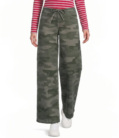 Copper Key Tie Waist Printed Denim Pants
