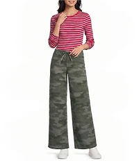 Copper Key Tie Waist Printed Denim Pants
