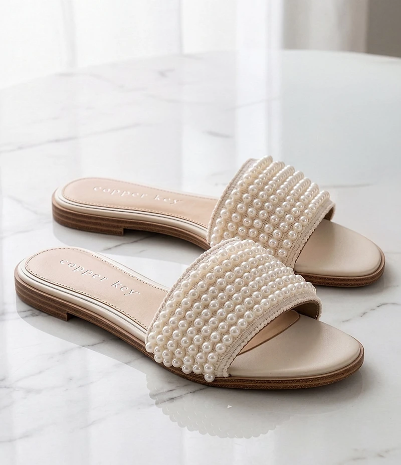 Copper Key Torrey Pearl Detail Slide Sandals