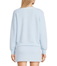 Copper Key V-Neck Varsity Inspired Contrast Trim Long Sleeve Top