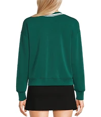Copper Key V-Neck Contrast Trim Long Sleeve Top