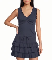 Copper Key V-Neck Knit Ruffle Detail Coordinating Tank