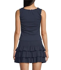 Copper Key V-Neck Knit Ruffle Detail Coordinating Tank