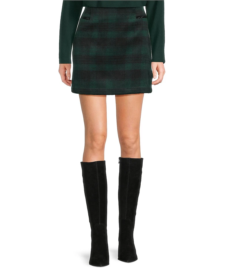 Copper Key Velvet Plaid Mini Skirt