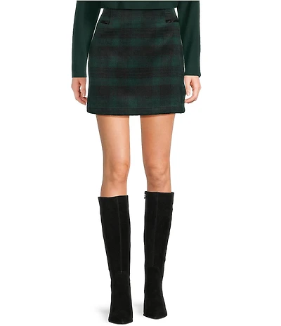 Copper Key Velvet Plaid Mini Skirt