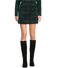 Copper Key Velvet Plaid Mini Skirt