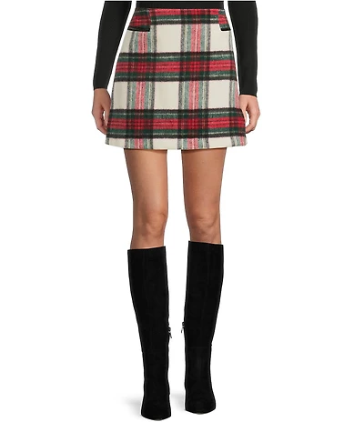 Copper Key Velvet Plaid Mini Skirt