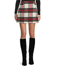 Copper Key Velvet Plaid Mini Skirt