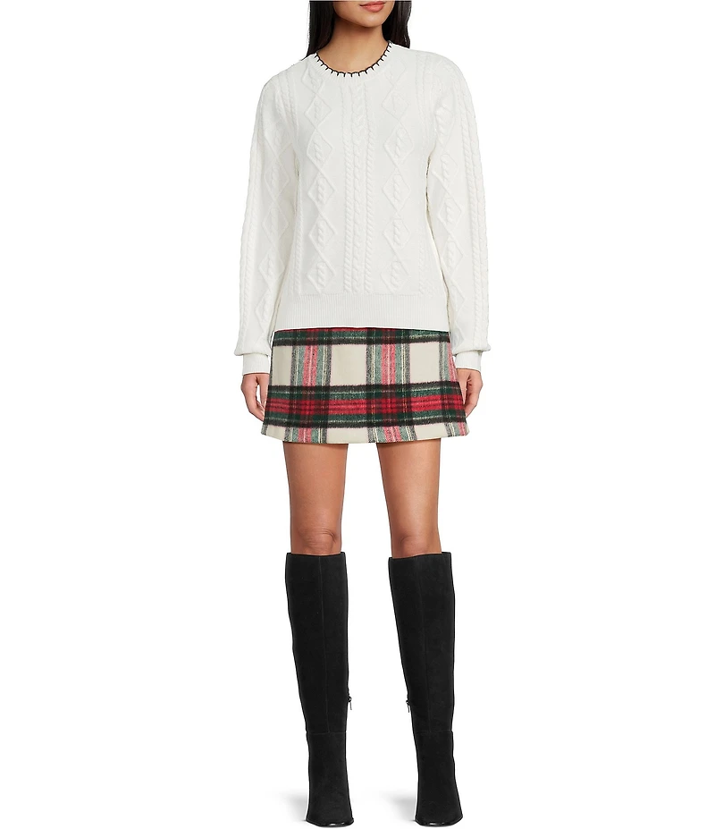 Copper Key Velvet Plaid Mini Skirt