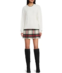 Copper Key Velvet Plaid Mini Skirt