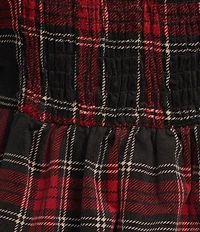 Copper Key Velvet Plaid Puff Sleeve Dress