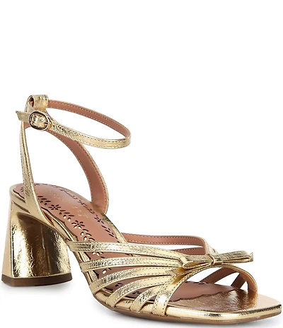 Copper Key Virgo Metallic Leather Strappy Bow Dress Sandals