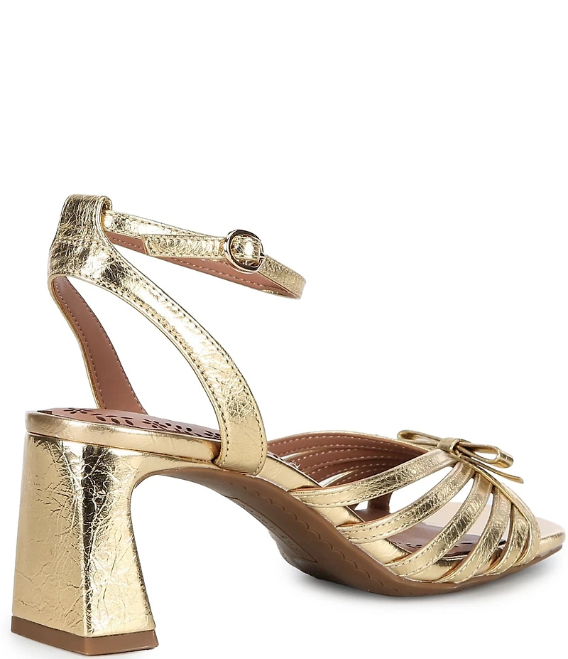 Copper Key Virgo Metallic Leather Strappy Bow Dress Sandals