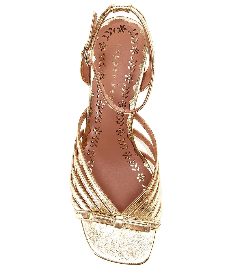 Copper Key Virgo Metallic Leather Strappy Bow Dress Sandals