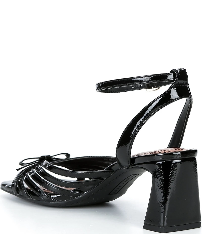 Copper Key Virgo Patent Strappy Bow Block Heel Sandals