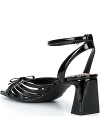 Copper Key Virgo Patent Strappy Bow Block Heel Sandals