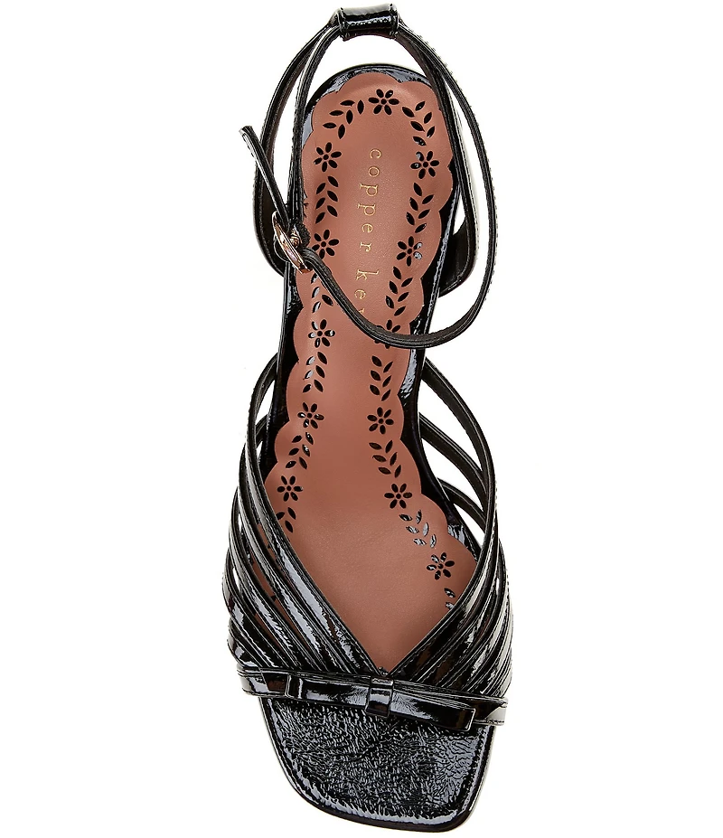 Copper Key Virgo Patent Strappy Bow Block Heel Sandals