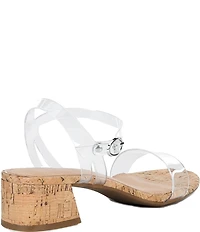 Copper Key Waltz Two Clear Ankle Wrap Block Heel Sandals