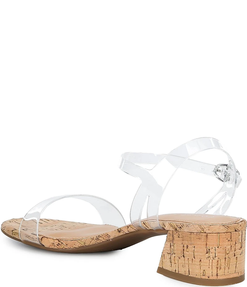 Copper Key Waltz Two Clear Ankle Wrap Block Heel Sandals