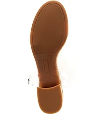 Copper Key Waltz Two Clear Ankle Wrap Block Heel Sandals