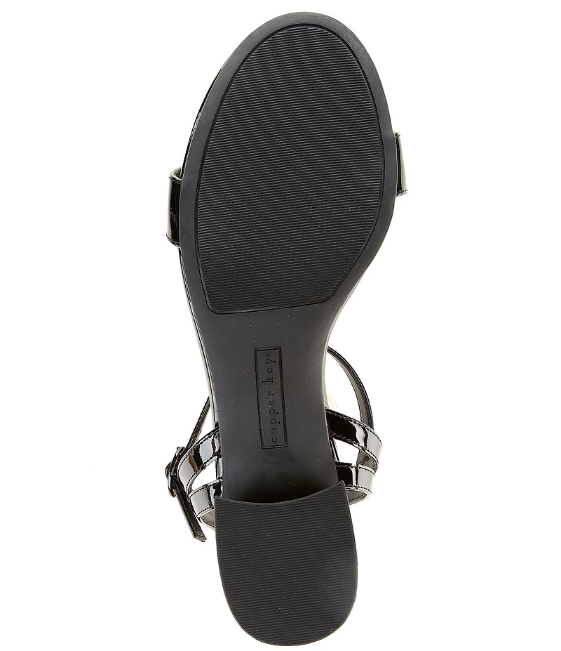 Copper Key Waltz Patent Ankle Strap Sandals