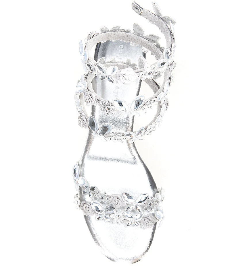 Copper Key Whimsy Metallic Ornamented Ankle Wrap Dress Sandals