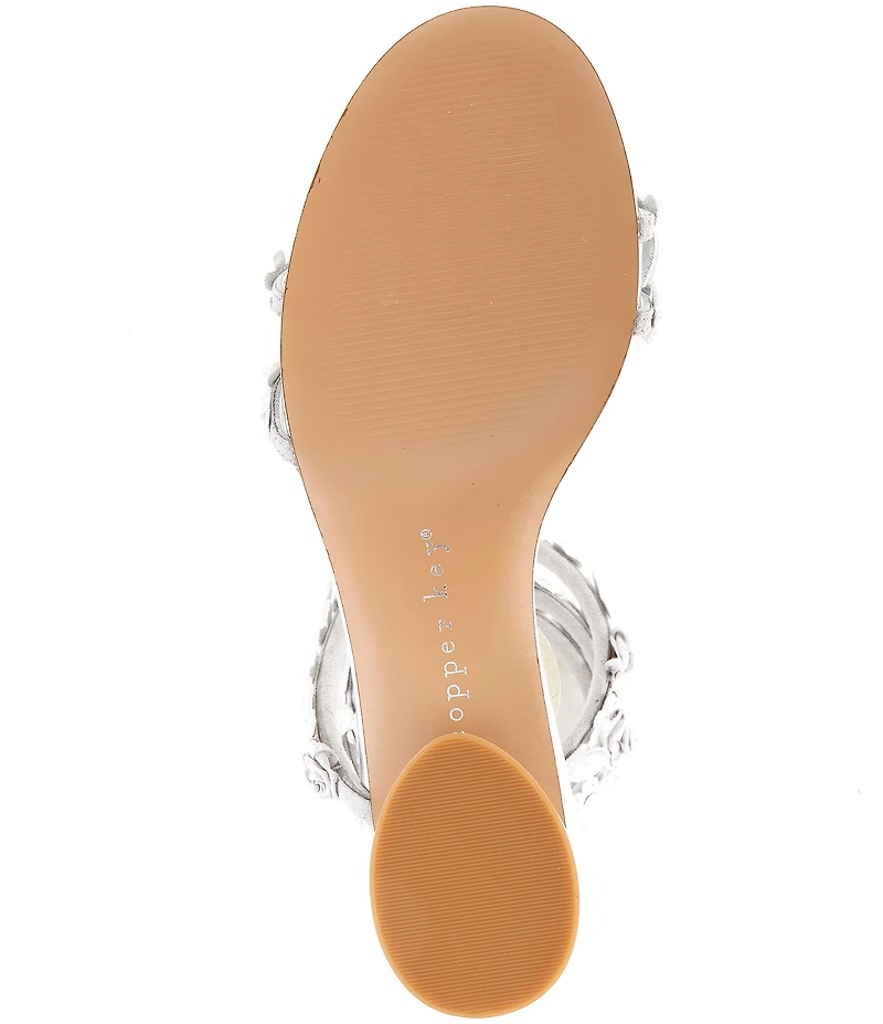 Copper Key Whimsy Metallic Ornamented Ankle Wrap Dress Sandals