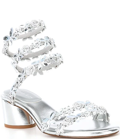 Copper Key Whimsy Metallic Ornamented Ankle Wrap Dress Sandals