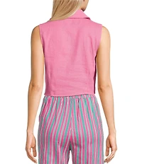 Copper Key Woven Sleeveless Coordinating Tie Front Blouse