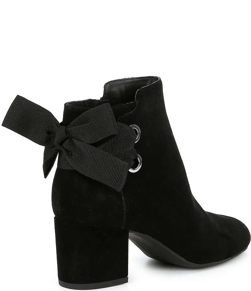 Copper Key Yule Suede Bow Block Heel Booties