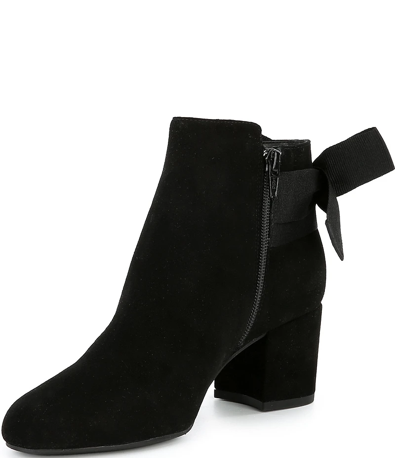 Copper Key Yule Suede Bow Block Heel Booties