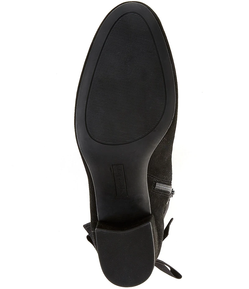 Copper Key Yule Suede Bow Block Heel Booties