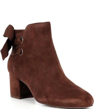 Copper Key Yule Suede Bow Block Heel Booties