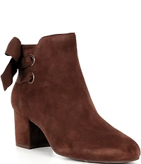 Copper Key Yule Suede Bow Block Heel Booties
