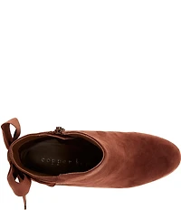 Copper Key Yule Suede Bow Block Heel Booties