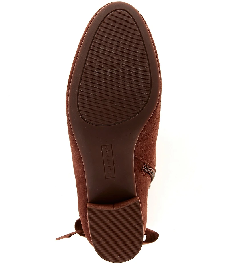 Copper Key Yule Suede Bow Block Heel Booties