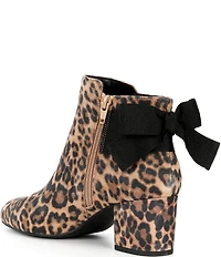 Copper Key Yule Suede Leopard Print Bow Booties