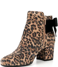 Copper Key Yule Suede Leopard Print Bow Booties