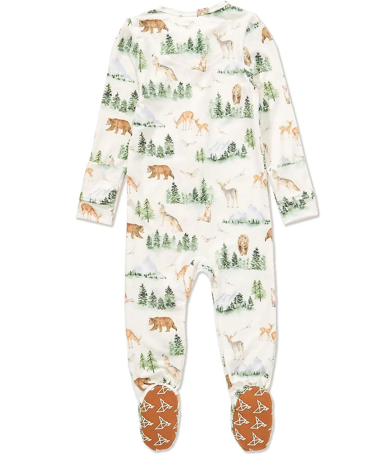 Copper Pearl Baby Boys Grayson Woodland Print Long Sleeve Zip Front Footie