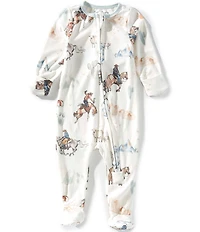 Copper Pearl Baby Boys Months Boone Western Print Long Sleeve Zip Front Footie