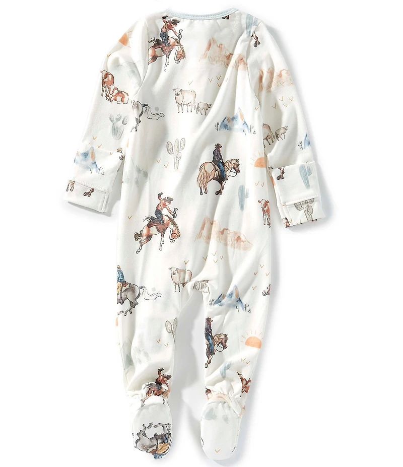 Copper Pearl Baby Boys Months Boone Western Print Long Sleeve Zip Front Footie