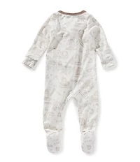 Copper Pearl Baby Boys Gage Construction Print Long Sleeve Zip Front Footie