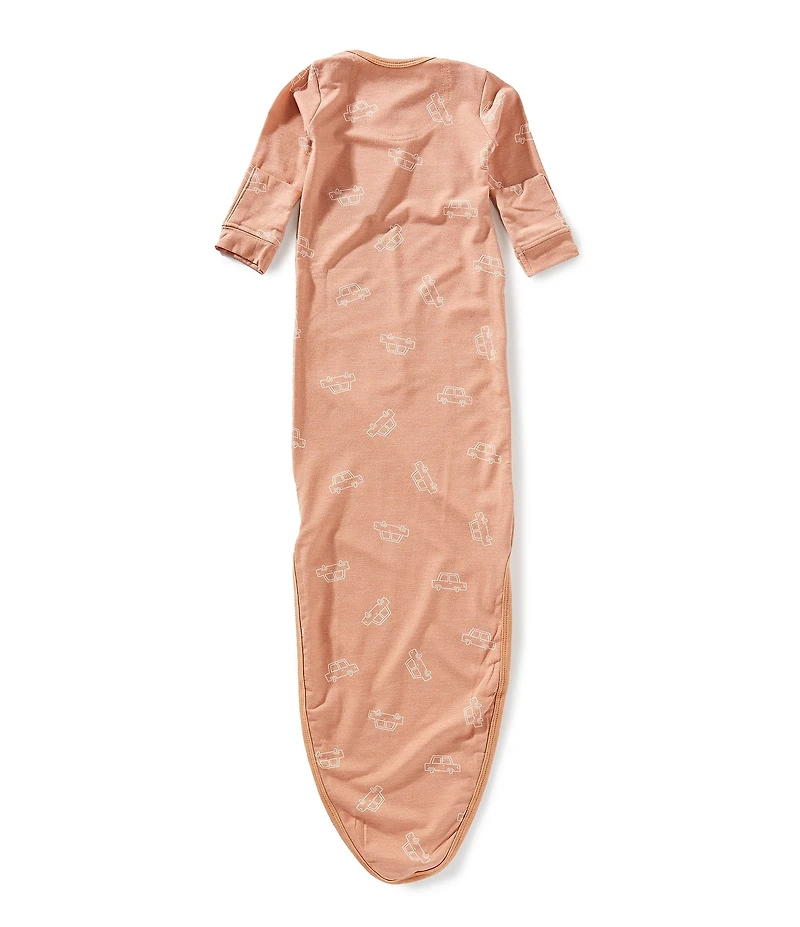 Copper Pearl Baby Boys Cooper Car Print Long-Sleeve Knotted Gown