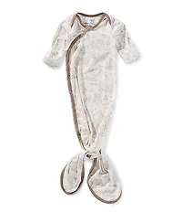 Copper Pearl Baby Boys Gage Construction Print Long-Sleeve Knotted Gown