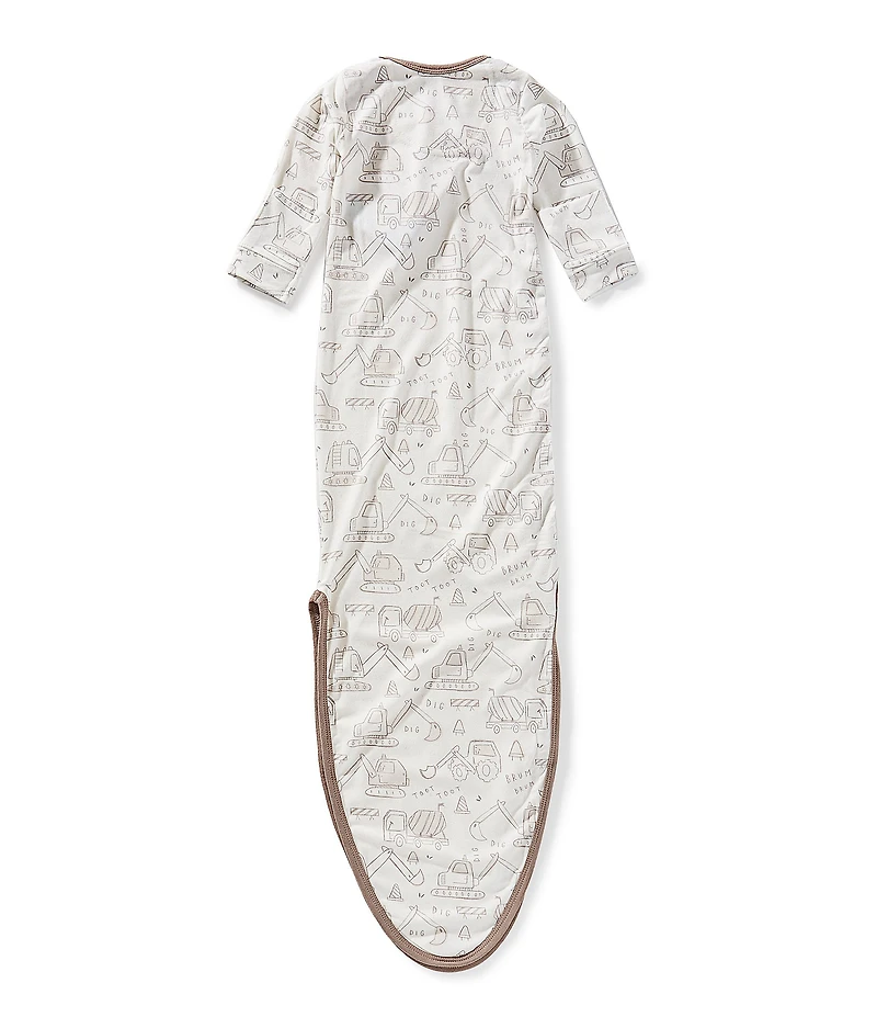 Copper Pearl Baby Boys Gage Construction Print Long-Sleeve Knotted Gown
