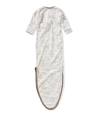 Copper Pearl Baby Boys Gage Construction Print Long-Sleeve Knotted Gown