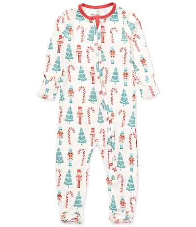 Copper Pearl Baby Boys Nicholas Holiday Print Long Sleeve Zip Front Footie Coverall