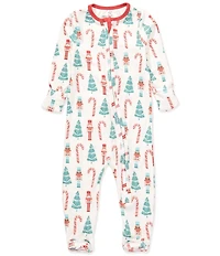 Copper Pearl Baby Boys Nicholas Holiday Print Long Sleeve Zip Front Footie Coverall